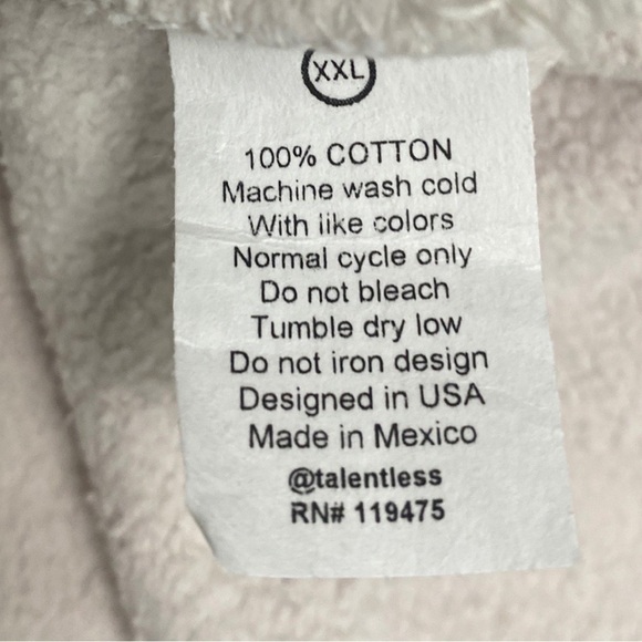 Talentless Men’s HEAVYWEIGHT CREWNECK Sweatshirt in Bone White Size XXL NWOT - Picture 8 of 9